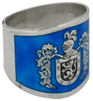 Sortija heraldica de plata esmaltada en azul de 20 mm